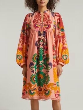 Farm Rio Peach Amulet Midi Dress